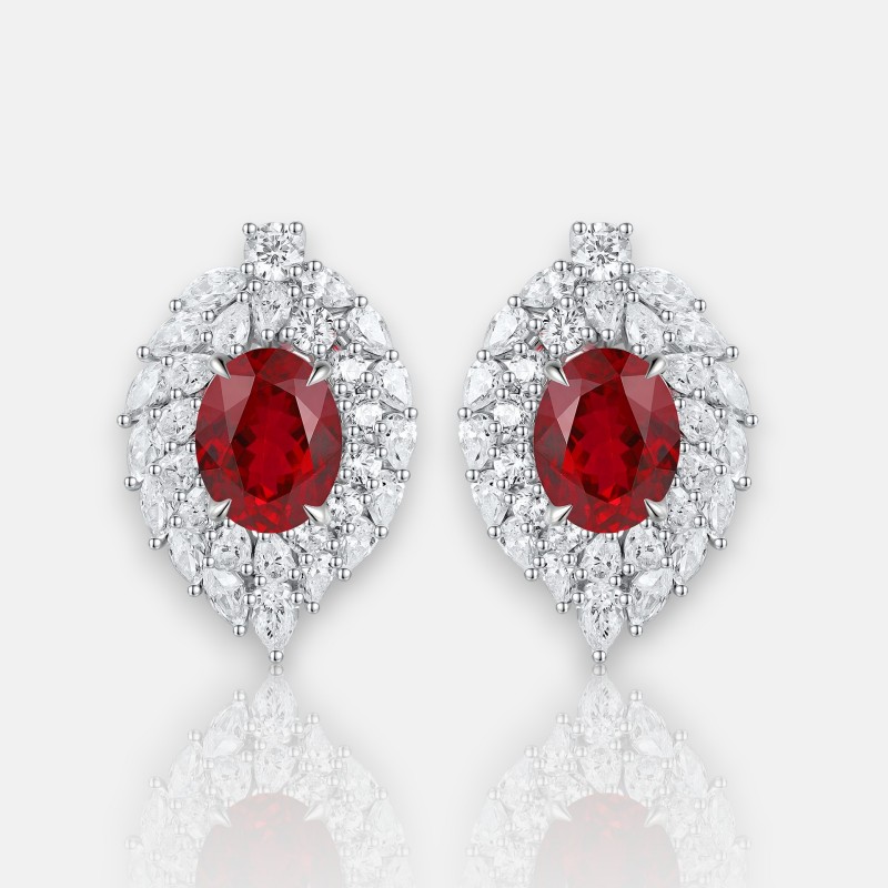 Real Ruby Stud Earrings – 7×9mm Lab Ruby in 925 Sterling Silver