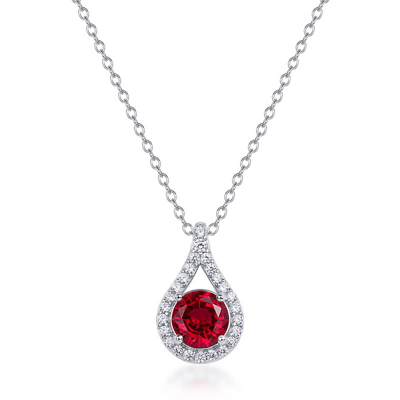 Handmade Ruby Pendant Necklace – Teardrop Gem in S925 Silver Chain