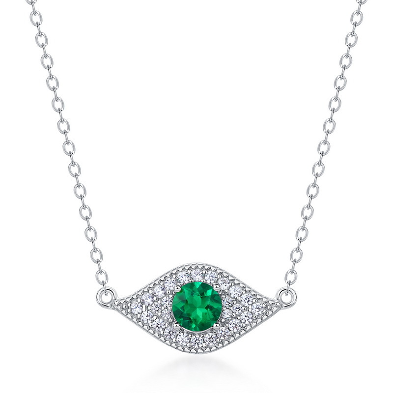 Ruby Birthstone Necklace – Oval “Evil Eye” Pendant in S925 Silver