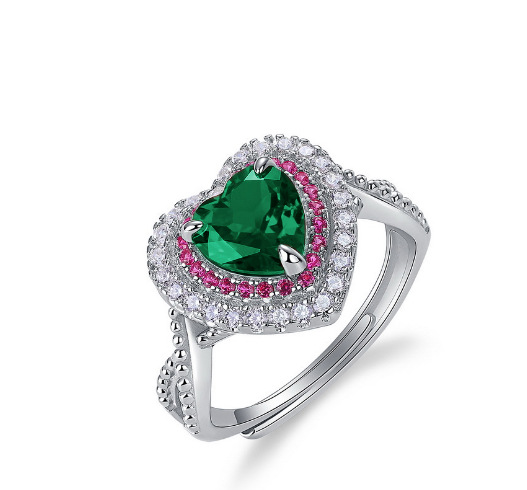 Heart Shaped Promise Ring – Princess Cut Full Pavé S925 Silver Ring