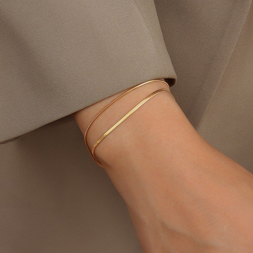 Double Chain Bracelet – Gold Plated Stainless Steel Minimalist Design