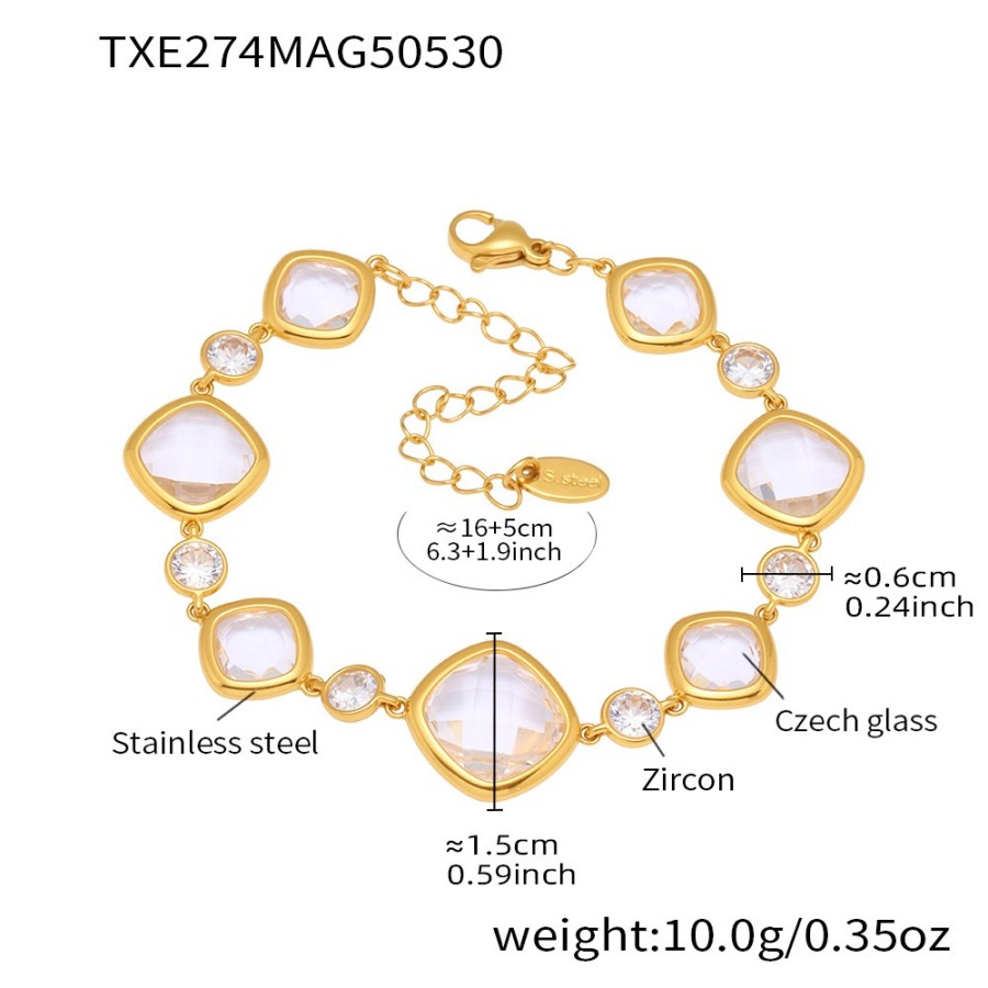 Romantic Bracelet – Czech Cut Glass Stone Bracelet with Sparkling Facets