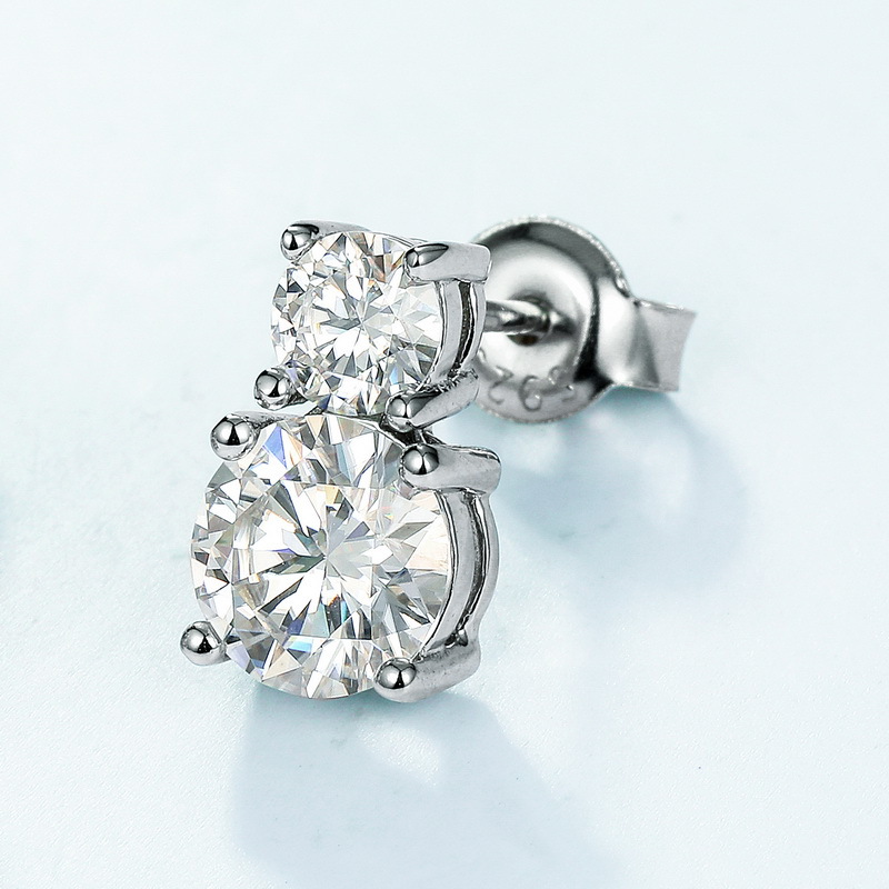 1ct Gourd-Shaped Moissanite Earrings – S925 Silver Double Stone & Colorful Gems