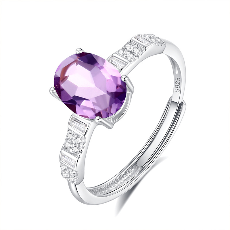 Oval Silver Ring – S925 Sterling Silver with Natural Gemstones (5 Colors)