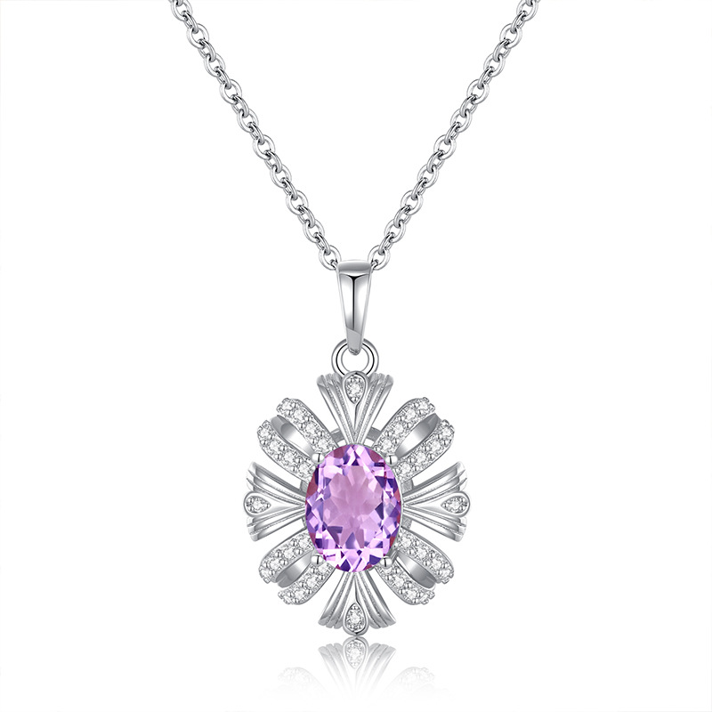 Natural Crystal Pendant Necklace – S925 Sterling Silver | Blingku