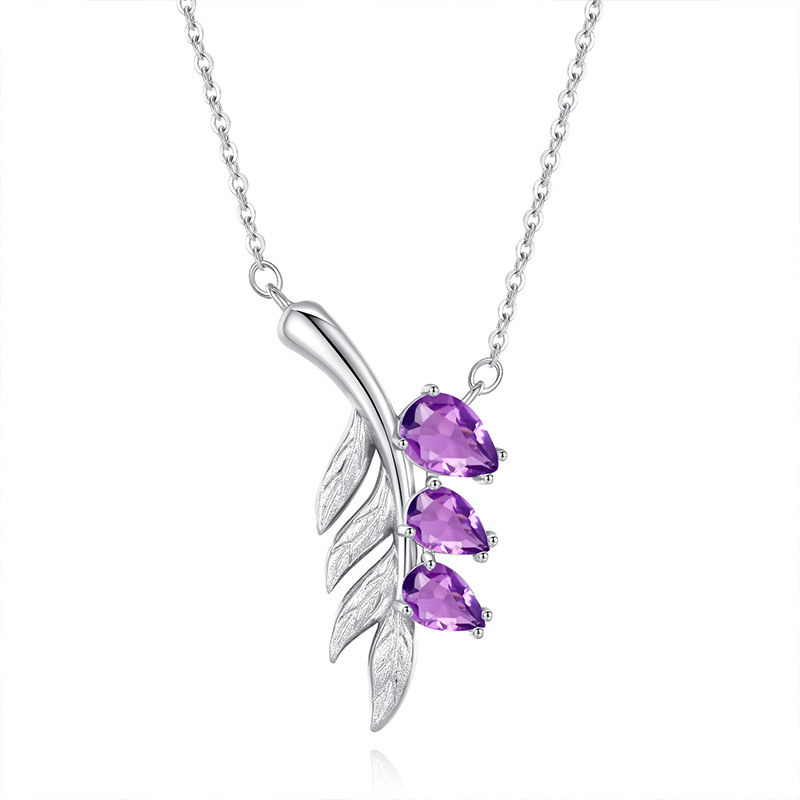 Leaf Pendant Necklace Set – S925 Sterling Silver Crystal Jewelry | Blingku
