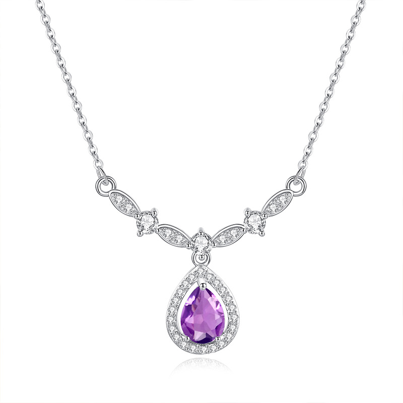 Delicate Birthstone Jewelry – Josephine S925 Silver Crystal Pendant Necklace | Blingku