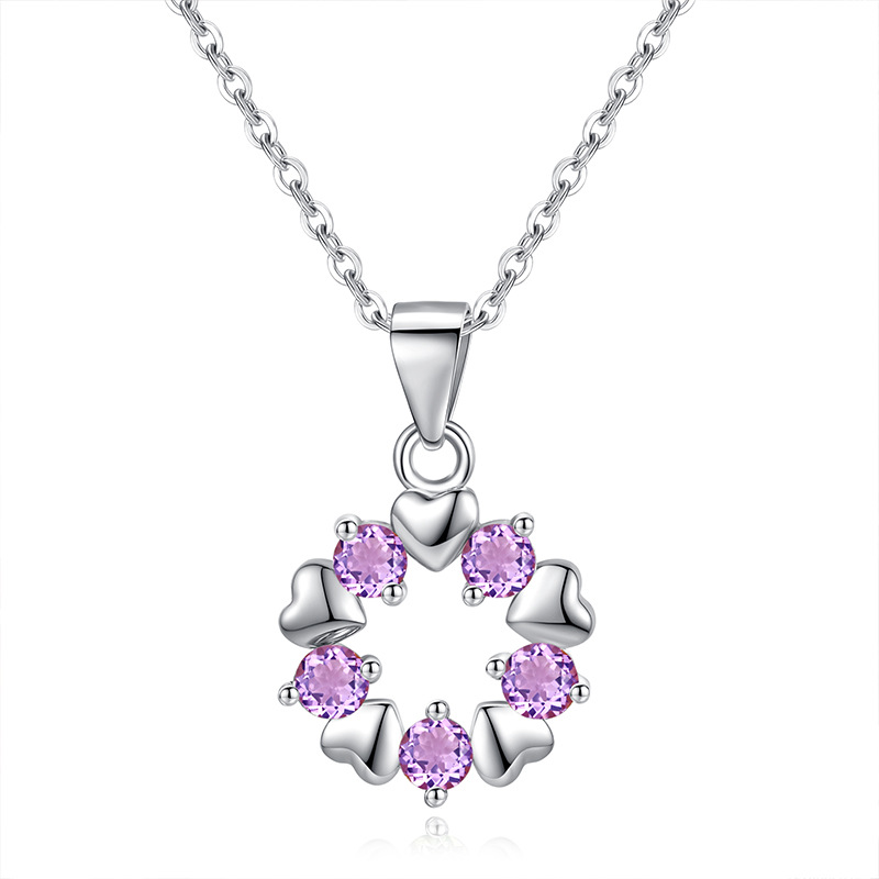 Modern Geometric Necklace – S925 Silver Round Crystal Pendant | Blingku