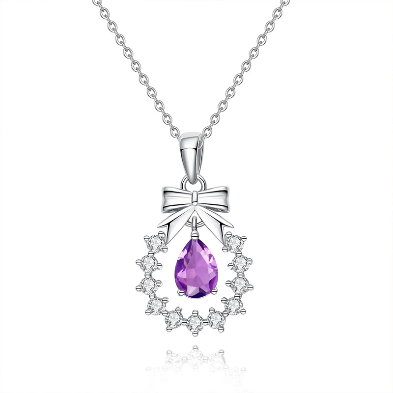 Bow Necklace – Floral Wreath Pendant in S925 Sterling Silver | Blingku