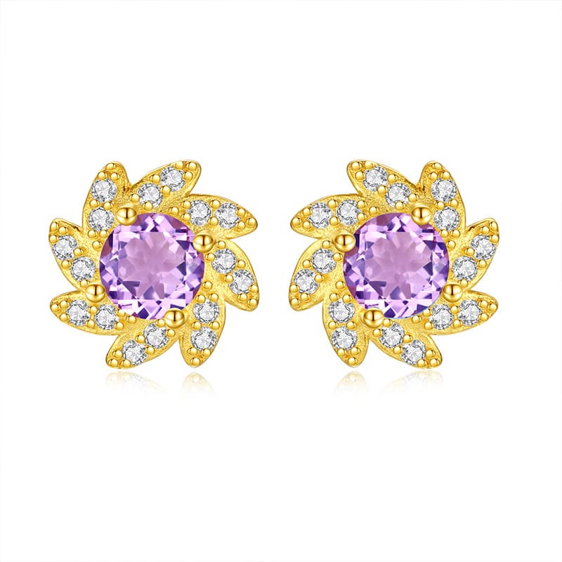 Sunflower Earrings – Gold-Plated S925 Sterling Silver Studs