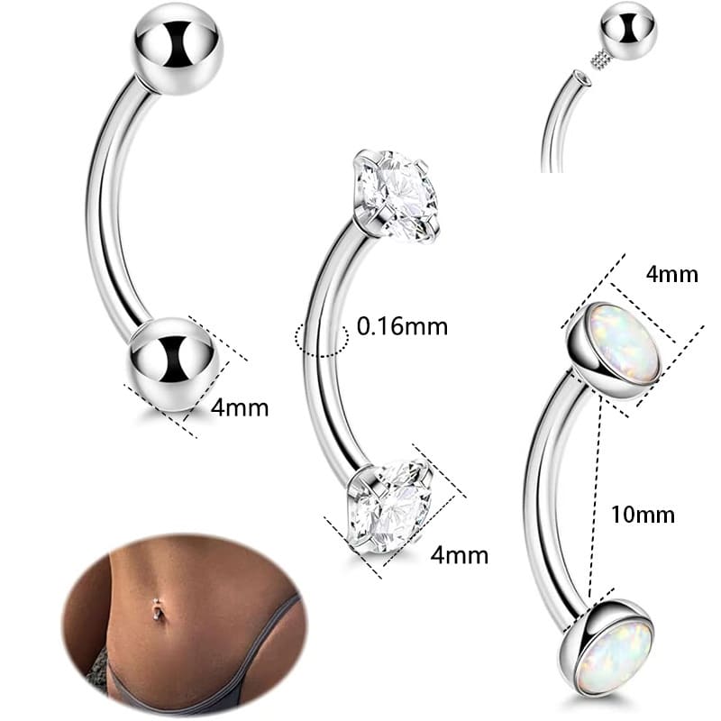 Classic Stainless Steel Belly Ring with Ball Ends – Hypoallergenic Navel Piercing