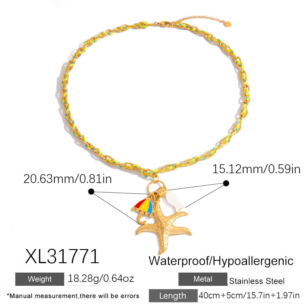 Christmas Gift Necklace – DIY Natural Stone Beach Shell & Starfish Choker