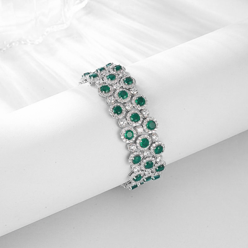 Sapphire blue tennis bracelet with lab-created stones in 925 silver