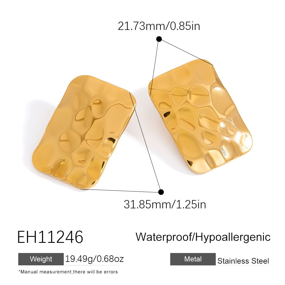 Geometric Earrings – Large Irregular Concave Bubble Oval Studs (4 Styles)