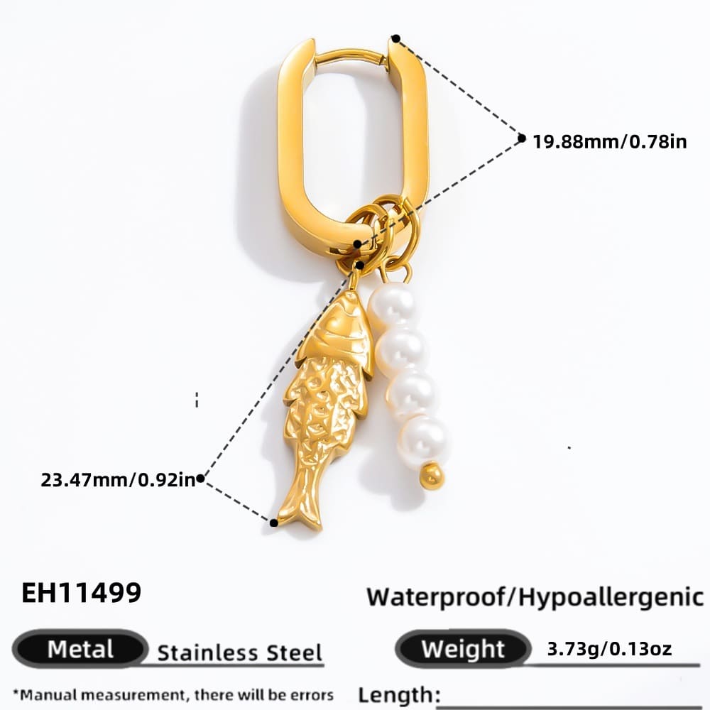 U-Shaped Ocean-Style Pendant Earrings – INS Heart Drop Detachable Pearl Studs