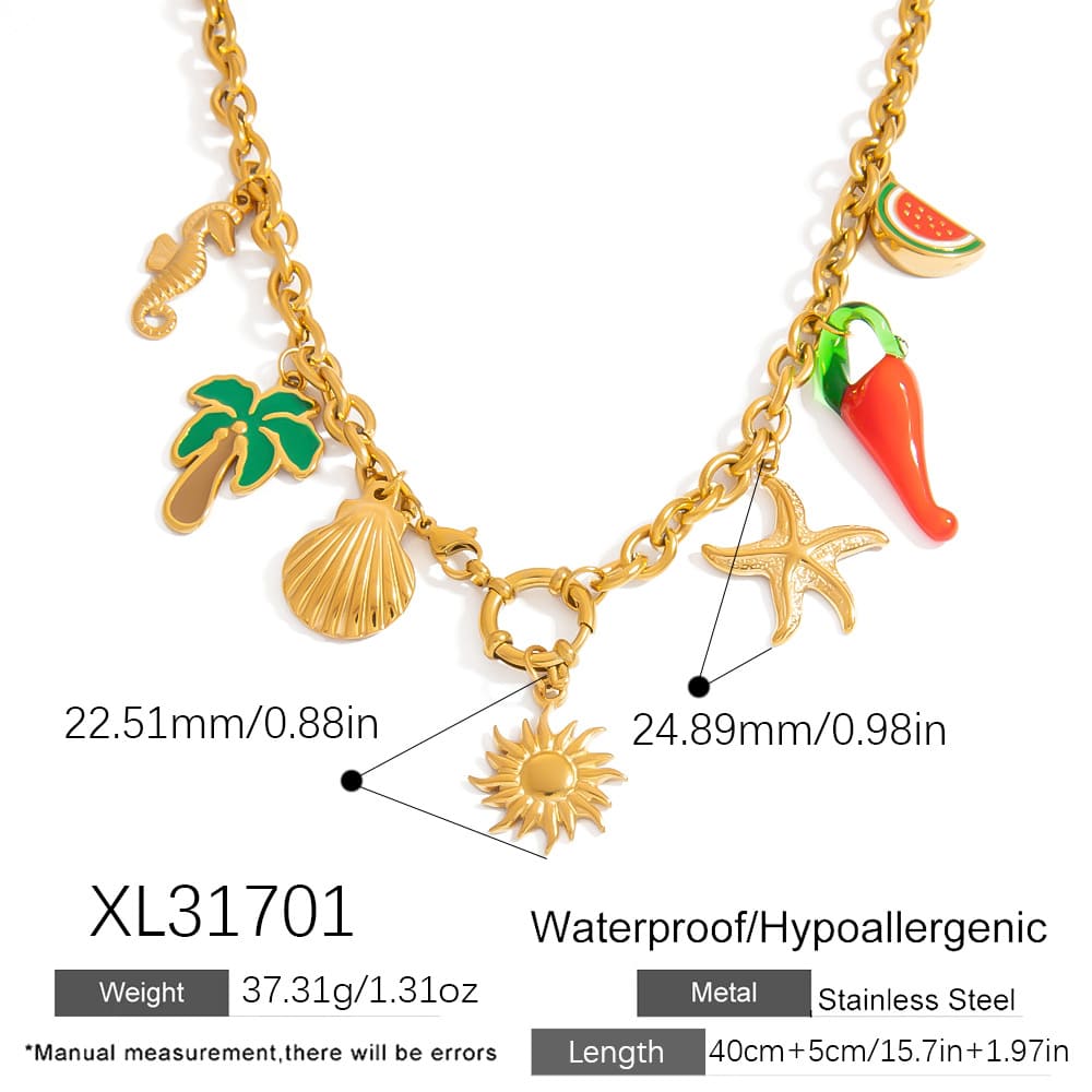 Simple Bridesmaid Necklace – Fun Summer DIY Pendant with Chili, Palm & Watermelon