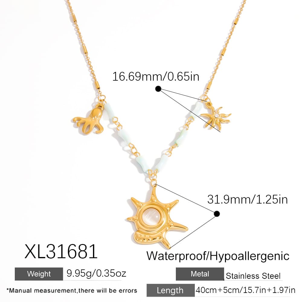 Mother’s Day Necklace Deals – 18K Gold Plated Starfish & Coral Pendant Choker