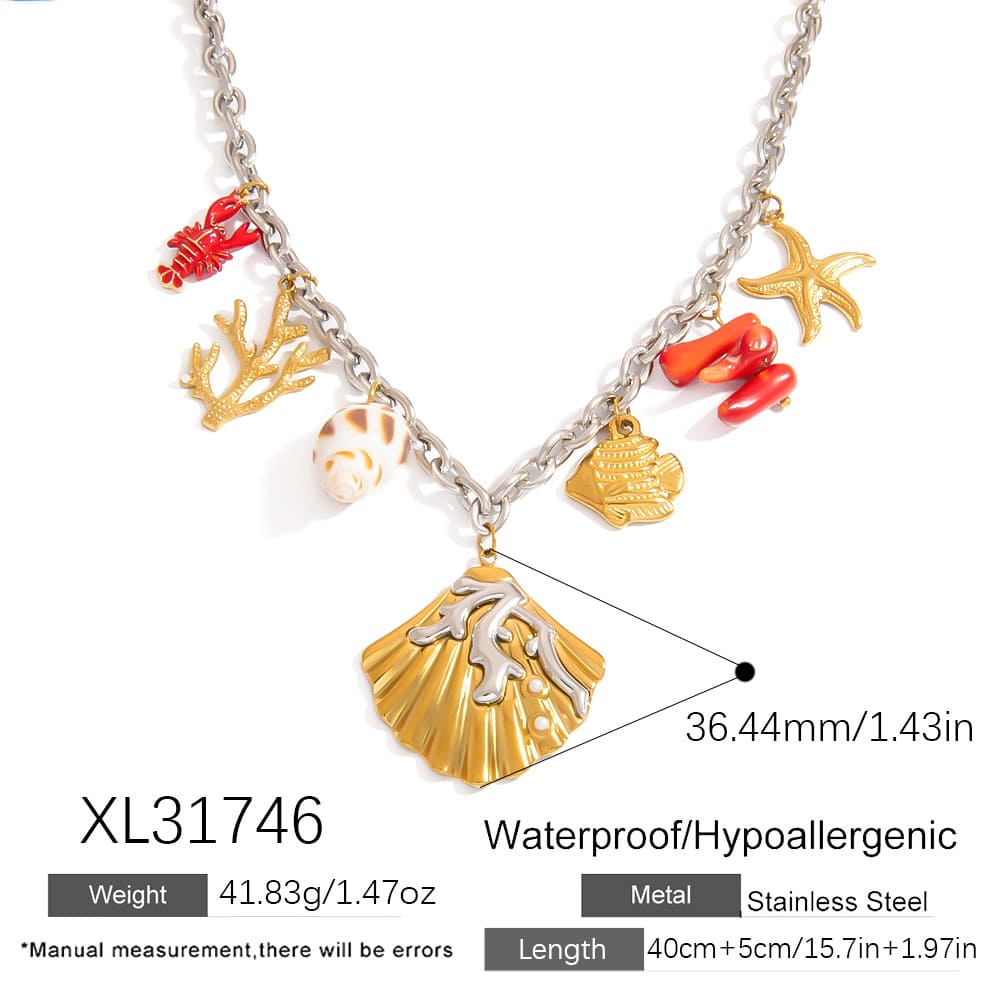 Coral Shell Necklace – Natural Stone Sea Conch Pendant