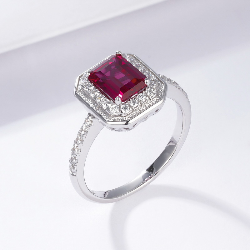 Geometric Sapphire Ring S925 Sterling Silver September Birthstone Jewelry