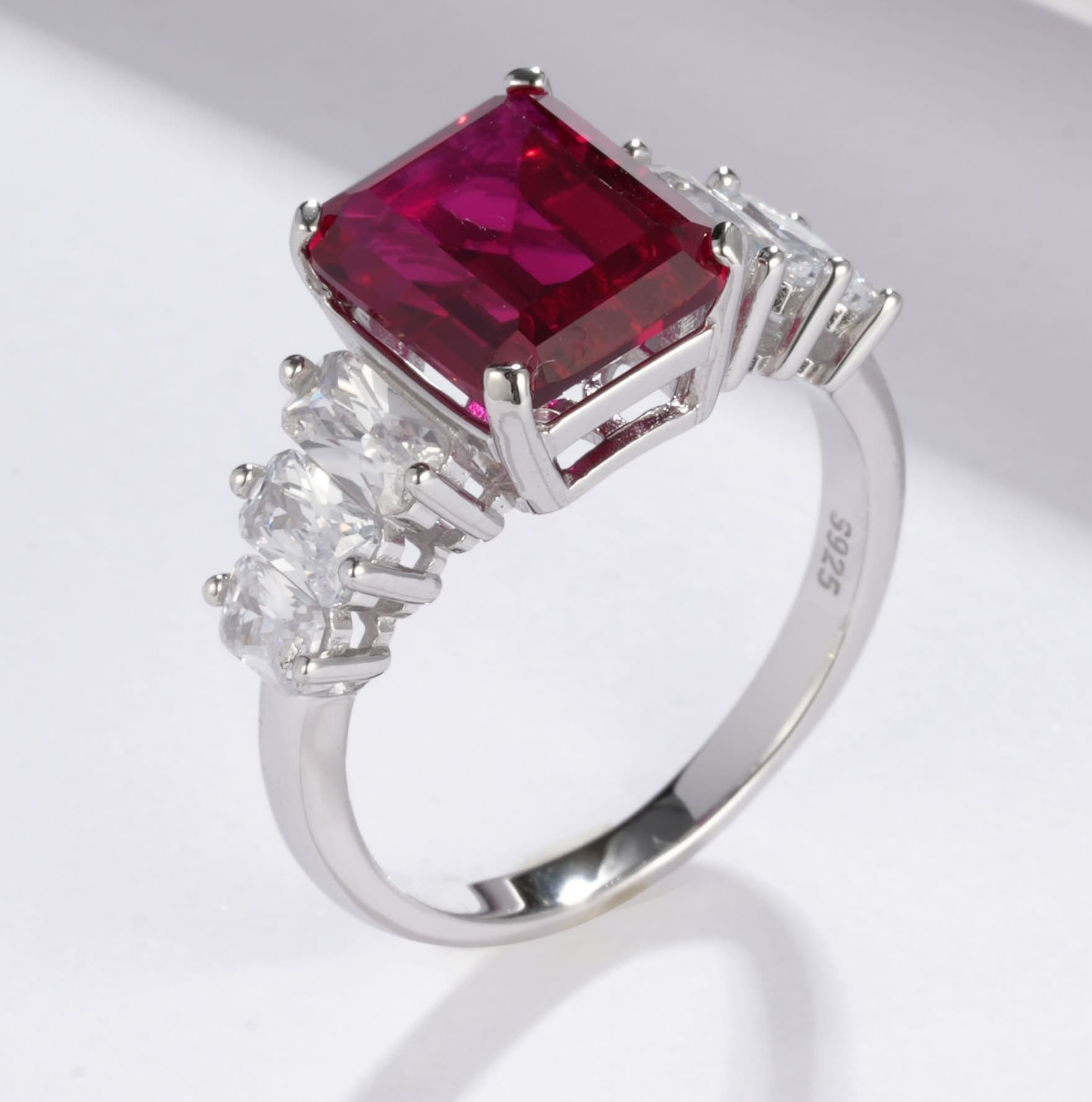 Best Elongated Cushion Cut Engagement Rings – S925 Silver Lab Emerald