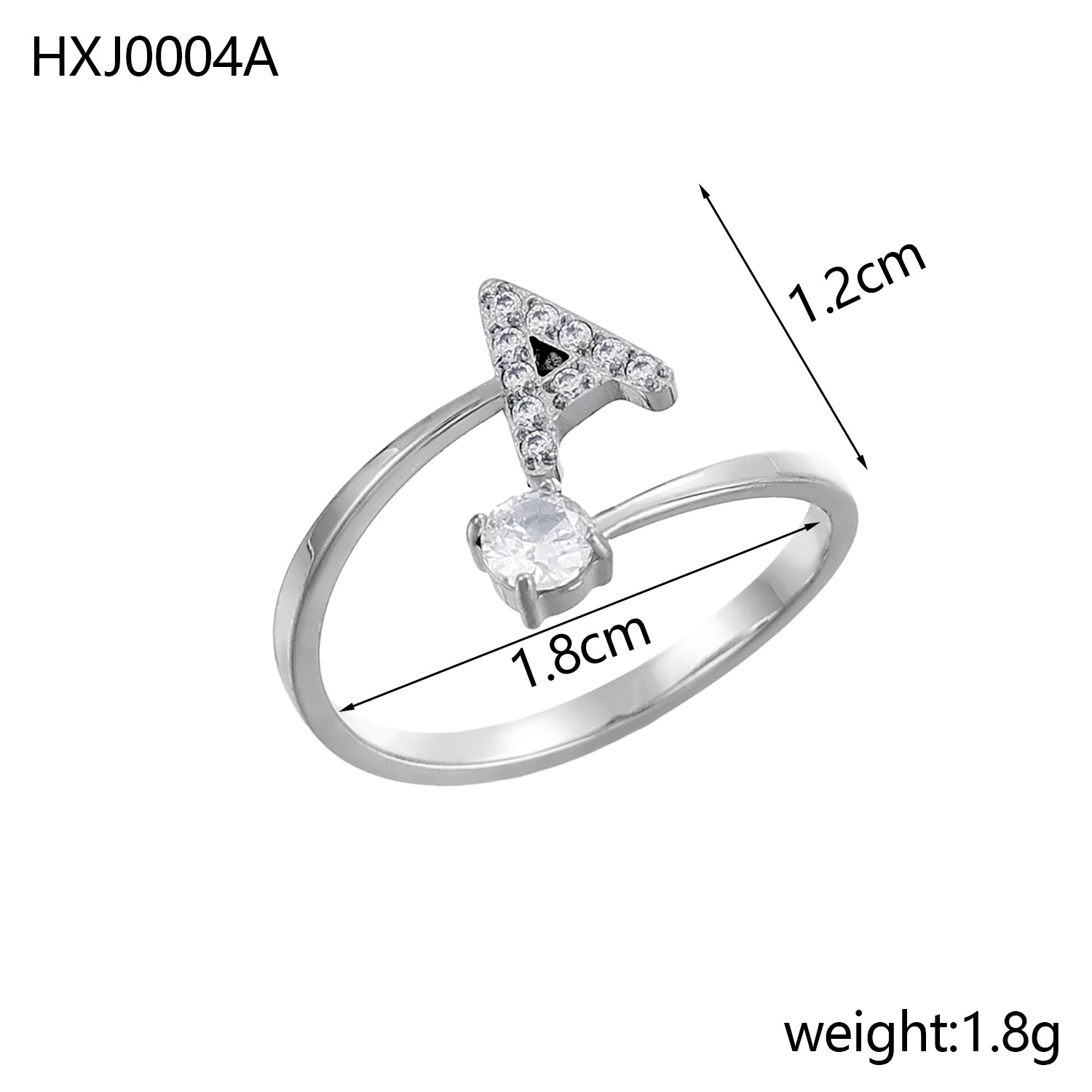 Initial Ring – Diamond-Studded Alphabet Open Ring for Women | Customizable
