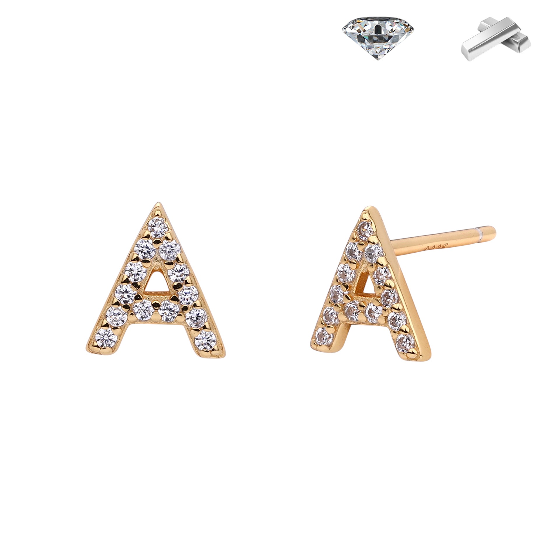 Letter Earrings – S925 Sterling Silver Alphabet Stud Earrings 