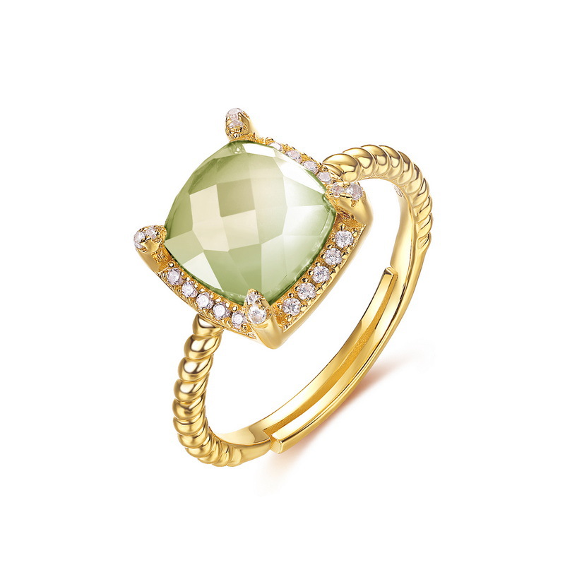 Square-cut garnet ring in 10K gold plated sterling silver