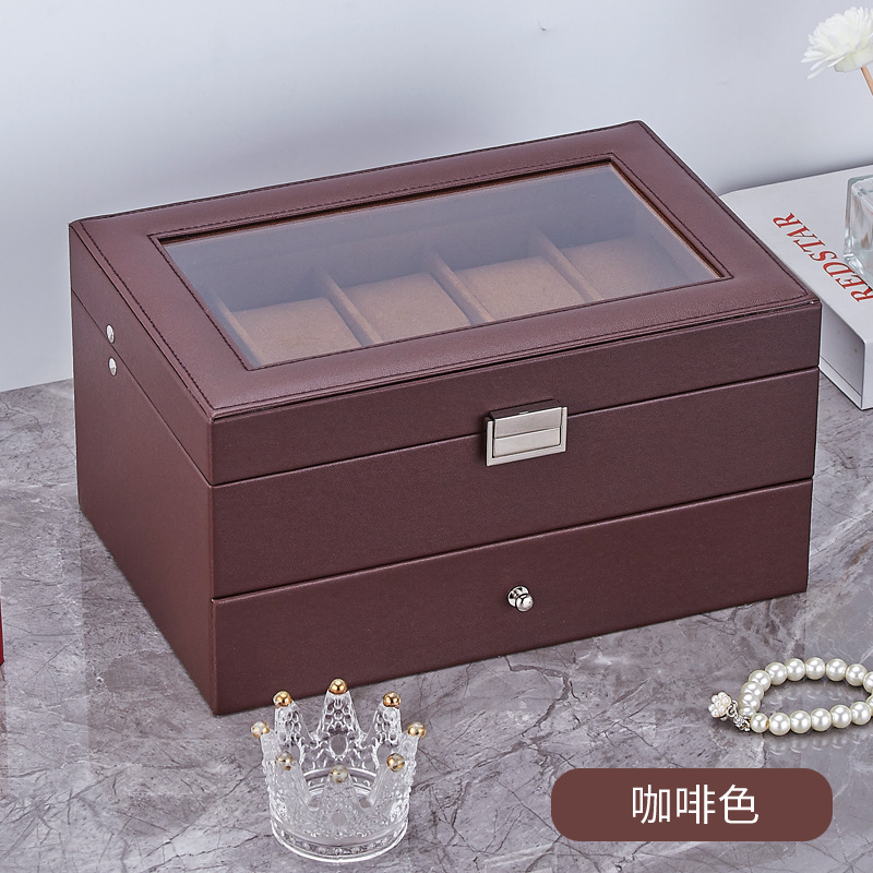 Mens Jewelry Box – Double Layer Clear Display Storage Organizer