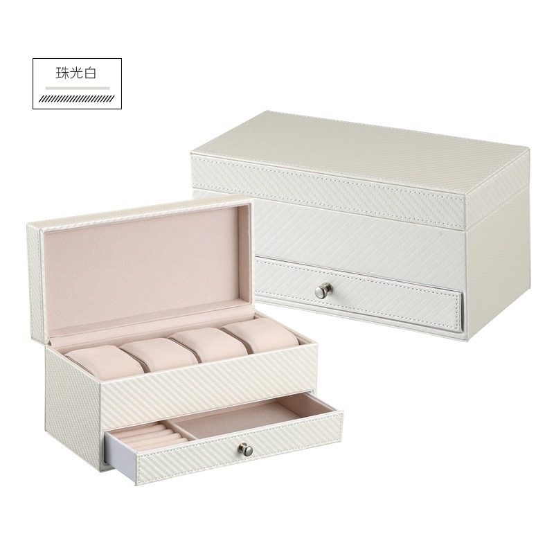 Mens Jewelry Box – Leather 4-Slot Watch Display Storage Case