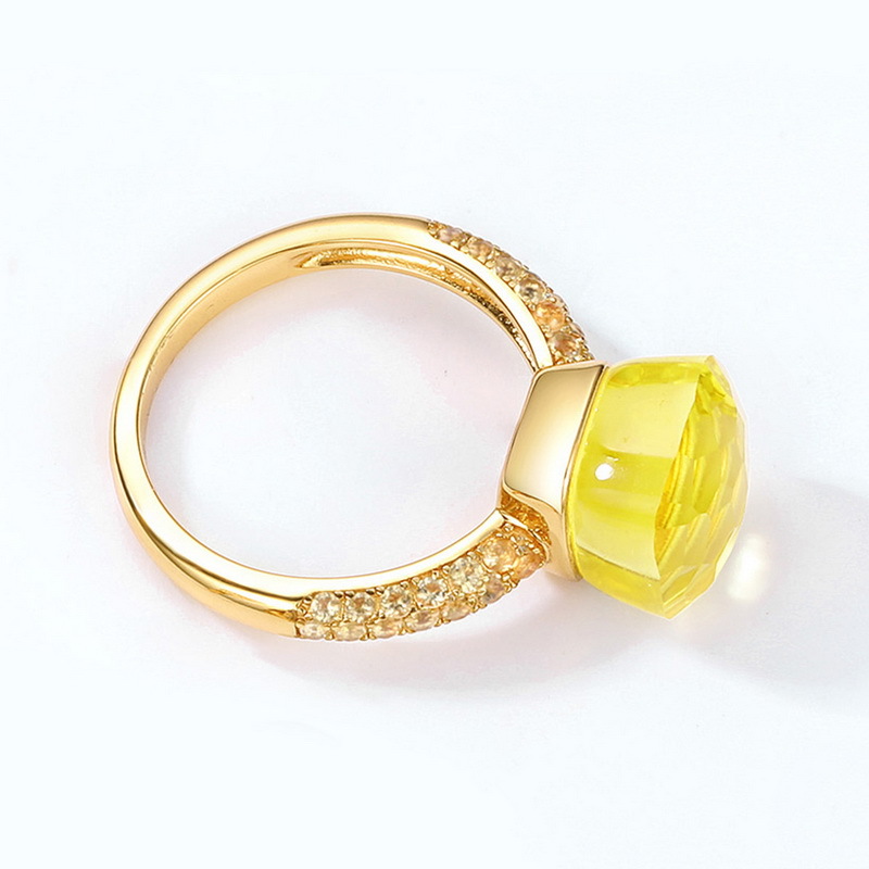 Amethyst candy-cut gemstone ring in gold-plated silver
