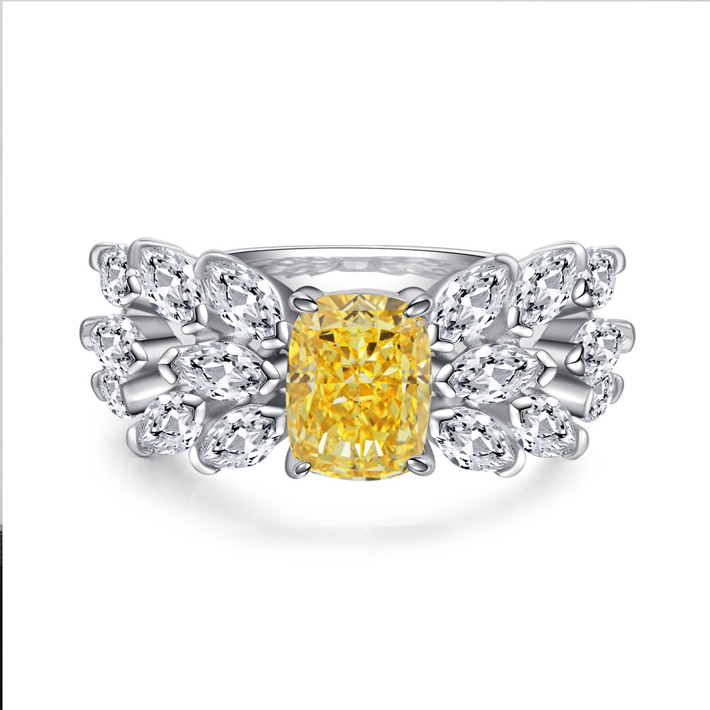 March Birthstone Ring | Radiant Teardrop Aquamarine in Feather Silver Setting