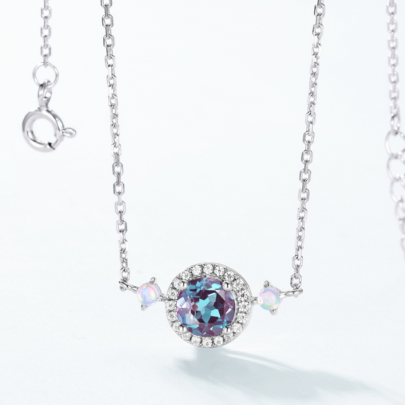 Color‑Change Alexandrite Necklace | S925 Sterling Silver Lab Gem Choker – June Birthstone