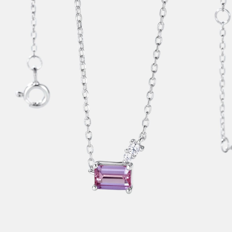 Geometric Moss Agate Necklace | S925 Sterling Silver Green Gem Choker – June Birthstone