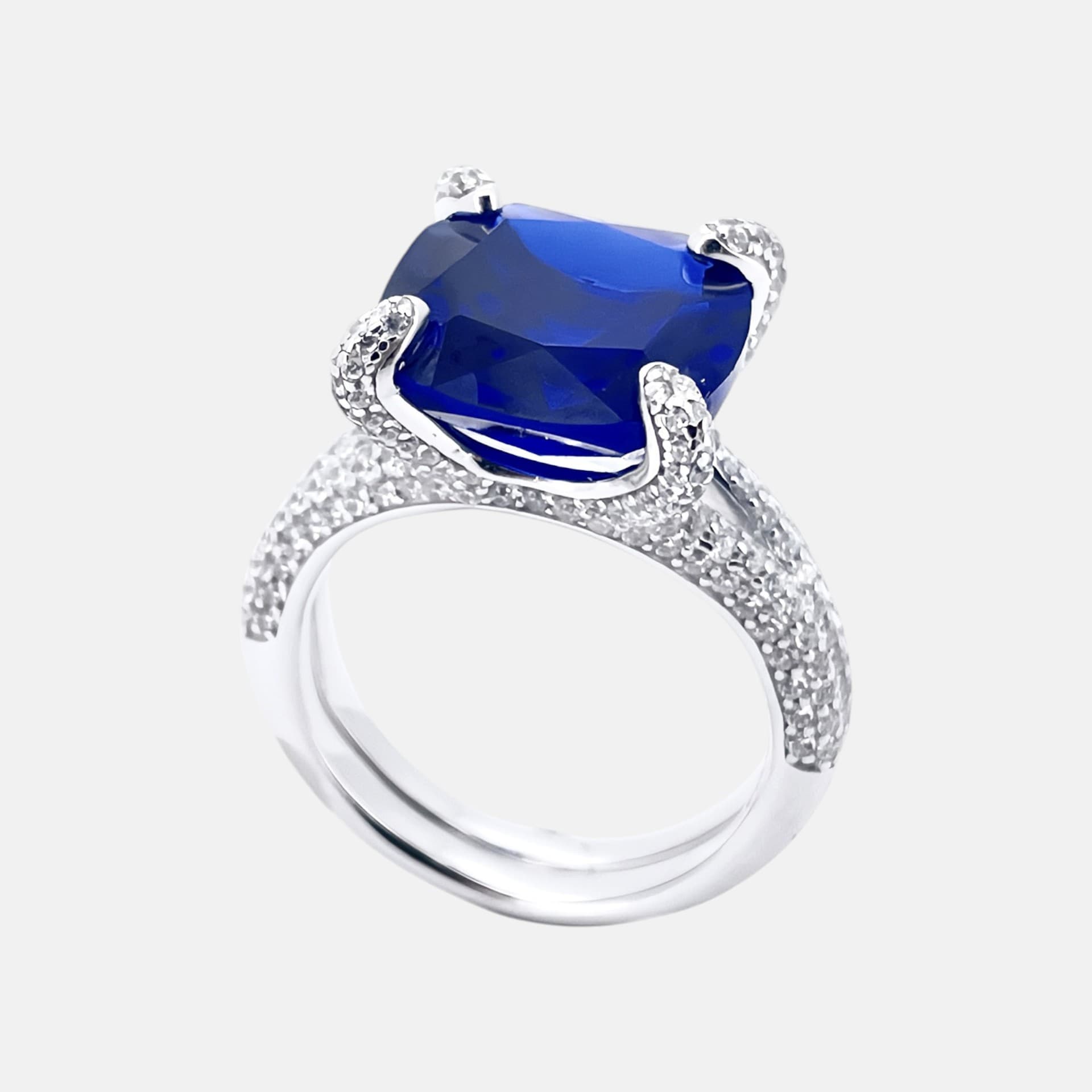 S925 Sterling Silver Oval Sapphire Ring – Dodo Egg Shape Gemstone