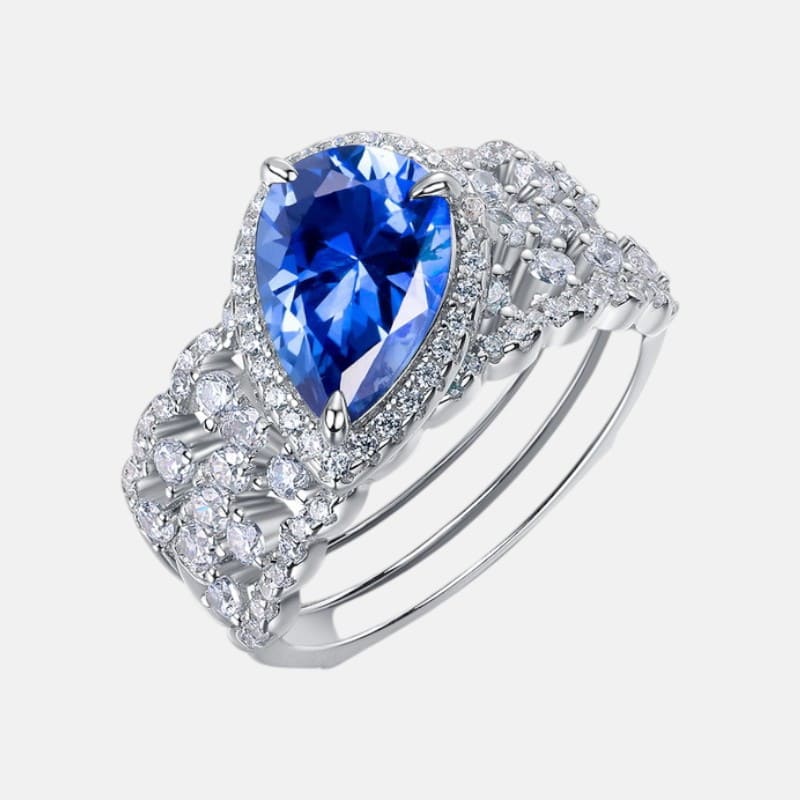 Pigeon Egg Sapphire Diamond Ring for Women S925 Sterling Silver