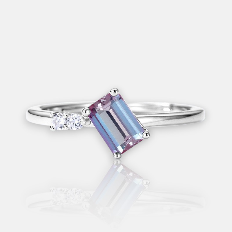 Open Adjustable Alexandrite Ring | S925 Sterling Silver Color‑Change Gem – Unique Statement Design