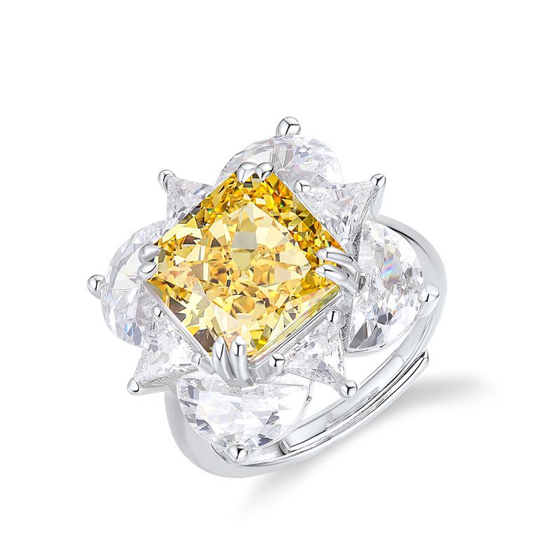 Aquamarine Ring Silver – 10mm Adjustable S925 Statement Birthstone Ring