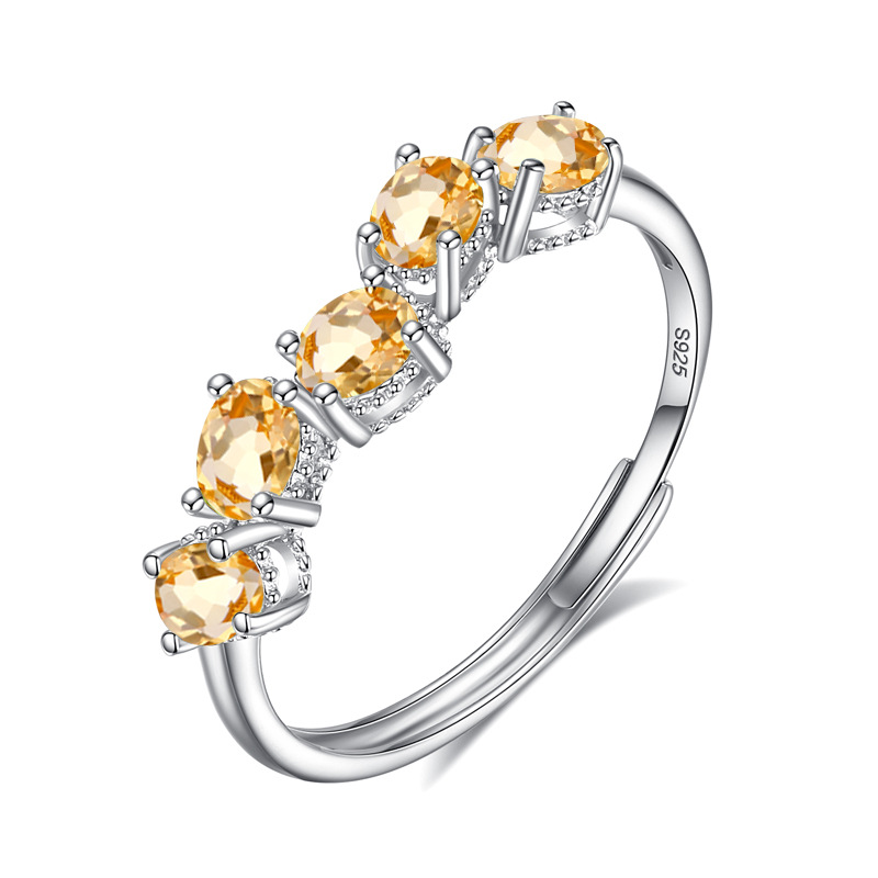 Minimalist Silver Ring – Adjustable S925 Sterling Silver with Natural Crystal