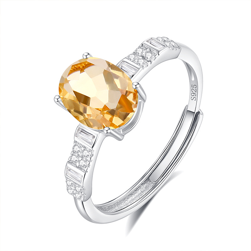 Oval Silver Ring – S925 Sterling Silver with Natural Gemstones (5 Colors)