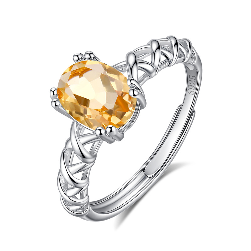 Natural Topaz Ring – S925 Sterling Silver Gemstone Elegance