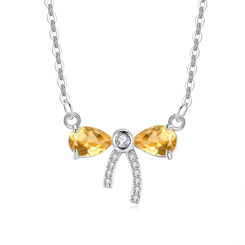 Citrine teardrop pendant necklace in sterling silver – November birthstone gift