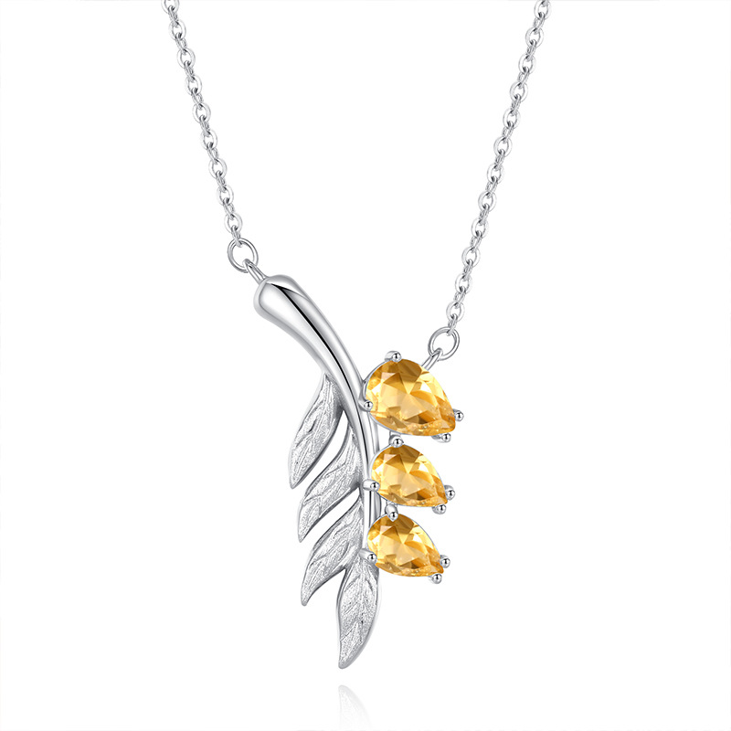 Leaf Pendant Necklace Set – S925 Sterling Silver Crystal Jewelry | Blingku