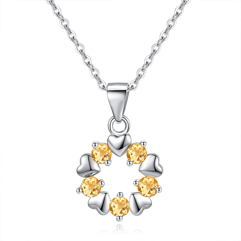 Modern Geometric Necklace – S925 Silver Round Crystal Pendant | Blingku