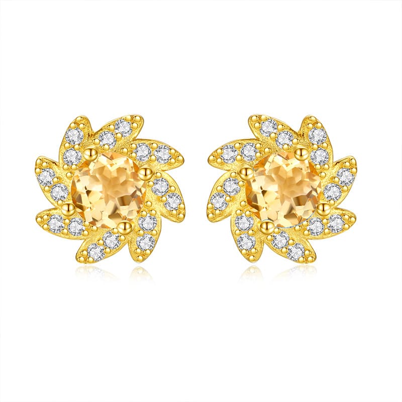 Sunflower Earrings – Gold-Plated S925 Sterling Silver Studs