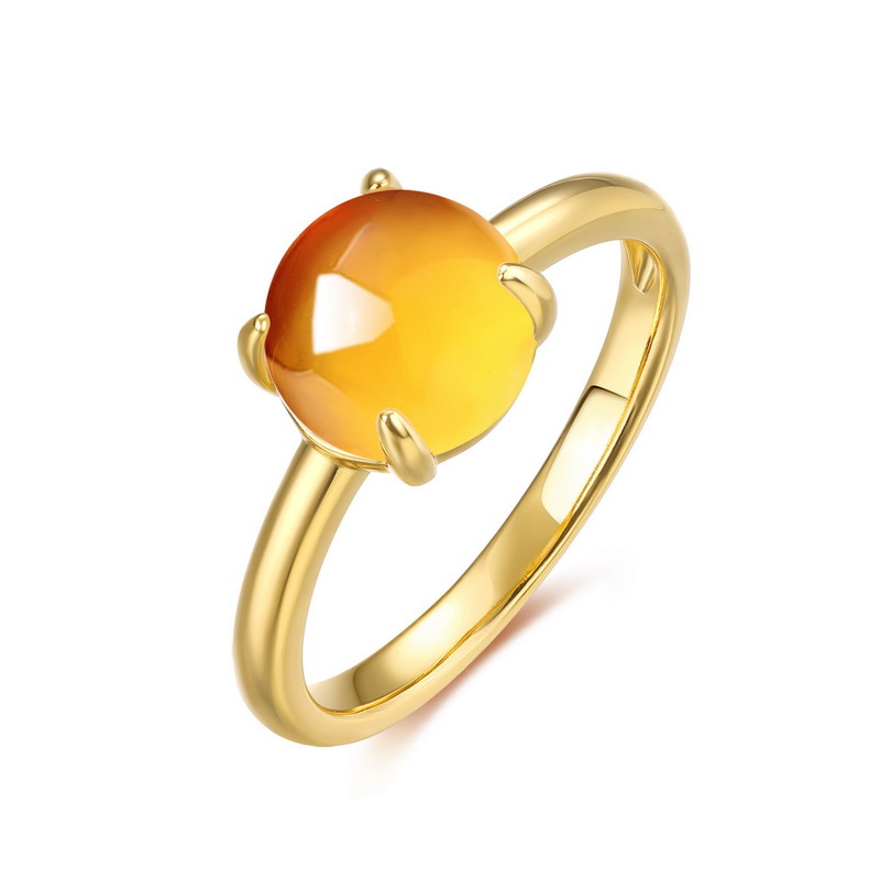 January birthstone ring with synthetic citrine yellow CZ
