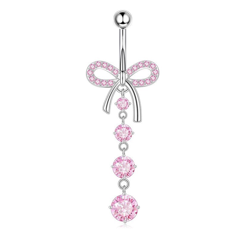 Pink Heart & Butterfly Belly Button Ring – Beach Body Jewelry