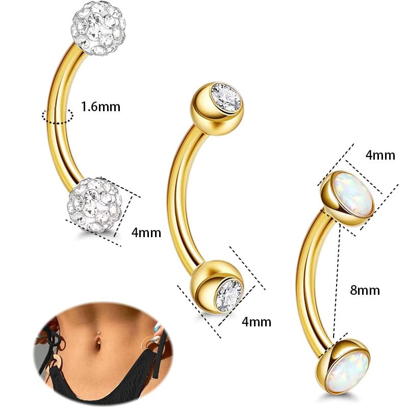 Classic Stainless Steel Belly Ring with Ball Ends – Hypoallergenic Navel Piercing