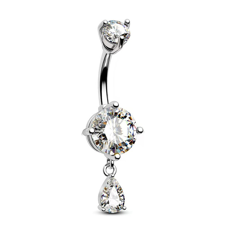 Multi-Color CZ Surgical Steel Belly Rings – Sexy Curved Barbell Navel Jewelry