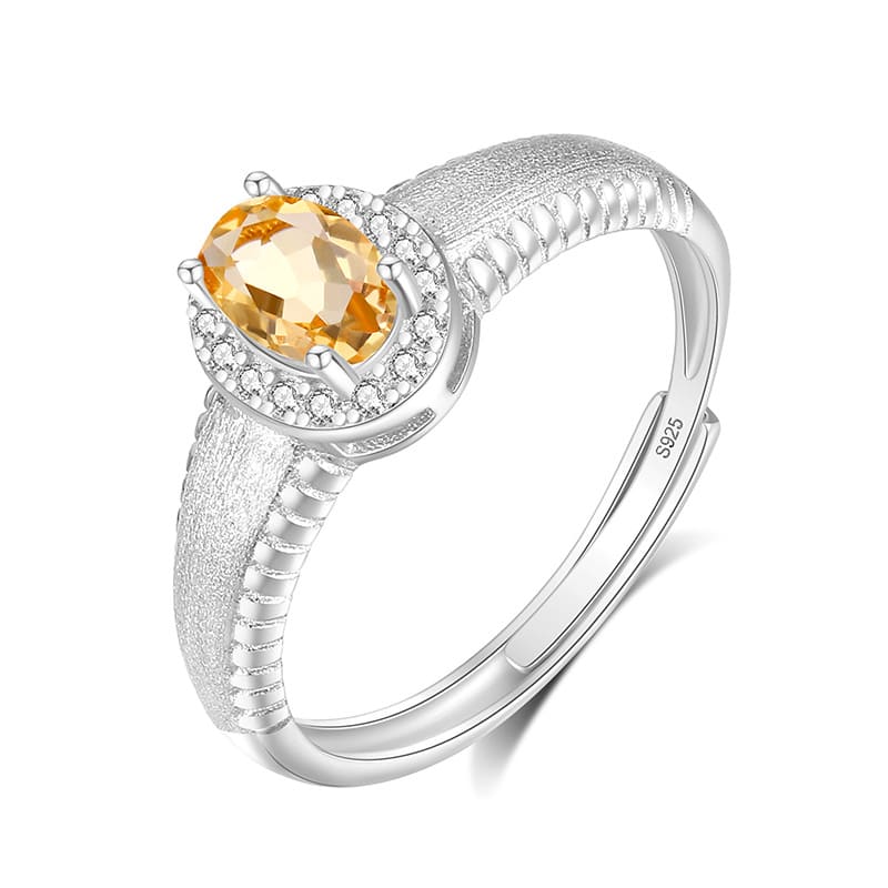 Brushed Gold Adjustable Ring – Minimalist Peridot Ring in Sterling Silver