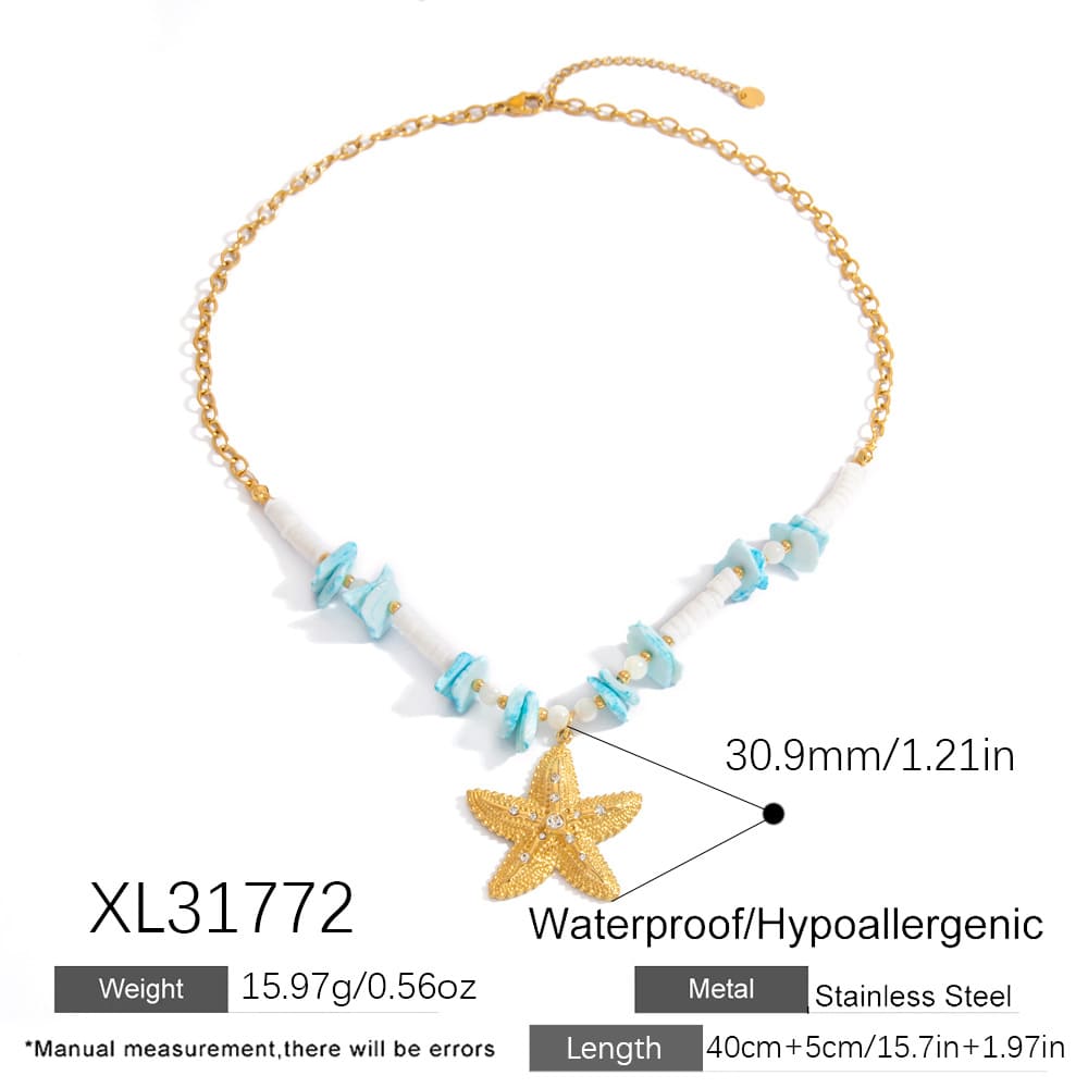 Christmas Gift Necklace – DIY Natural Stone Beach Shell & Starfish Choker